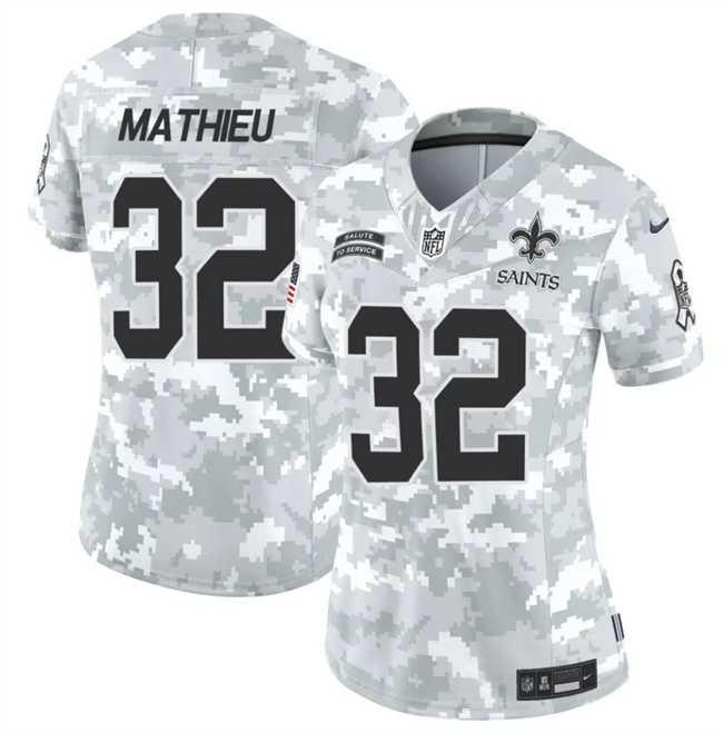 Womens New Orleans Saints #32 Tyrann Mathieu 2024 F.U.S.E Arctic Camo Salute To Service Limited Stitched Jersey Dzhi